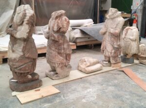 Kneeling figures from a 17th century tomb at South Carlton, Lincolnshire