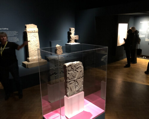 Objects at Newcastle's Laing Art Gallery for the Lindisfarne Gospels Exhibition 2022, installed by Skillingtons.