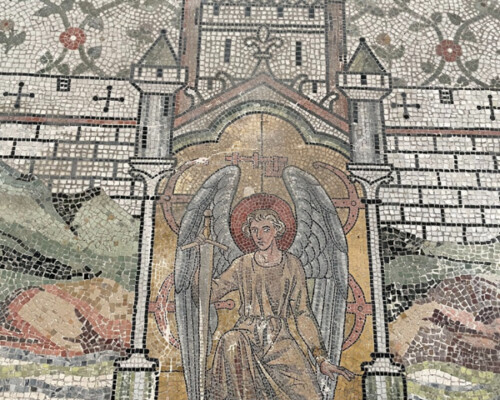 Conservation of mosaics at St Mary's Church, Studley Royal, North Yorkshire. Conservation of mosaics at St Mary's Church, Studley Royal, North Yorkshire.