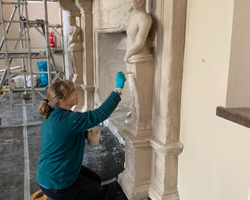 Conservation of fireplace at Fountains Hall, North Yorkshire