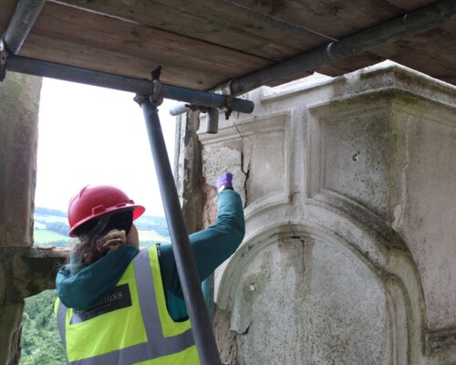 Conservation of exposed plasterwork at Hardwick Old Hall Conservation of exposed plasterwork at Hardwick Old Hall