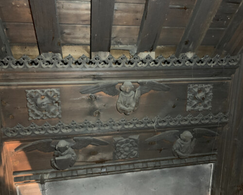 Cleaning of roof timbers at Wimbotsham Church, which was fire-damaged in 2019 Cleaning of roof timbers at Wimbotsham Church, which was fire-damaged in 2019