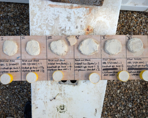 Mortar sample options presented on site. Mortar sample options presented on site.
