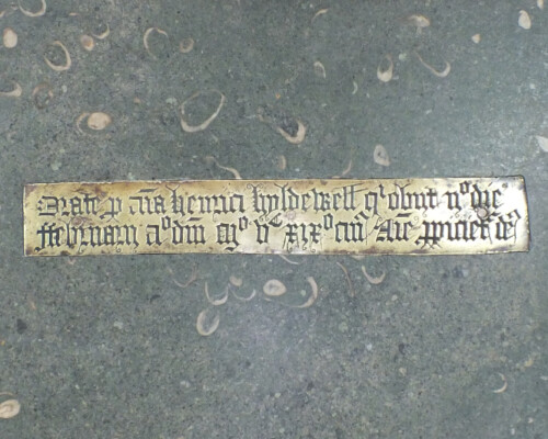 Monumental brass inscription, after conservation