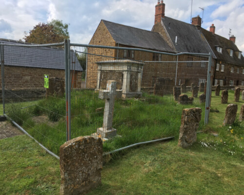 A tomb in Middleton Cheney churchyard, Northamptonshire, before conservation