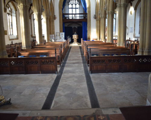 New flooring by Skillingtons at Wells-next-the-Sea church.