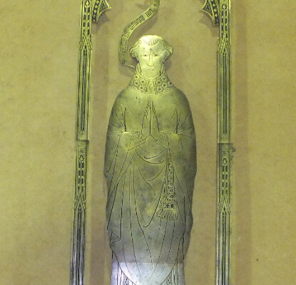 Conserved monumental brass from Great Bromley church, Essex