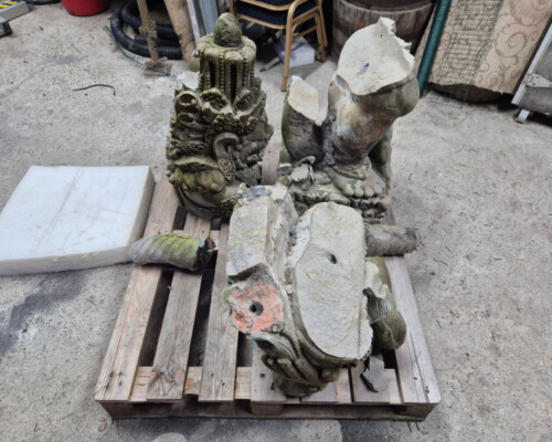Dismantled statue from Glenveagh, before conservation.