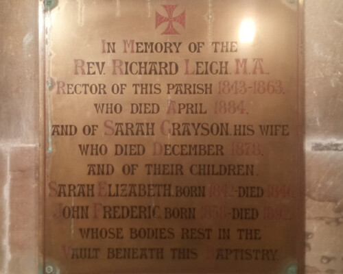 Memorial brass in Halsall Church, Lancashire, before conservation