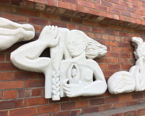 Mitzi Cunliffe's 'Threshold' at Manchester School for Girls, which Skillingtons cleaned and repaired in 2024 Mitzi Cunliffe's 'Threshold' at Manchester School for Girls, which Skillingtons cleaned and repaired in 2024