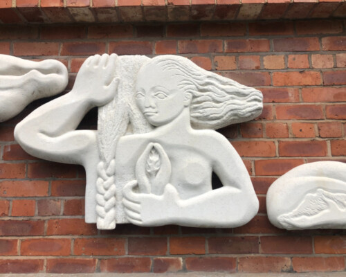 Mitzi Cunliffe's 'Threshold' at Manchester School for Girls, which Skillingtons cleaned and repaired in 2024 Mitzi Cunliffe's 'Threshold' at Manchester School for Girls, which Skillingtons cleaned and repaired in 2024