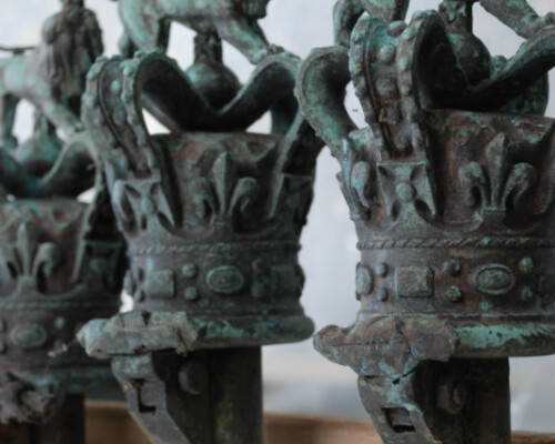 Flagpole details from Lutyens' war memorial in Norwich, during conservation. Metal flagpole details from Lutyens' war memorial in Norwich, during conservation.