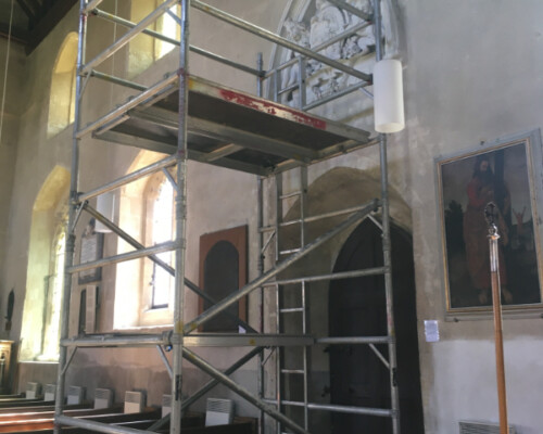 Survey conducted at height within a church. Survey conducted at height within a church.