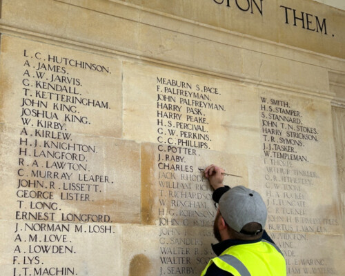 Conservation of inscriptions at Spalding War Memorial
