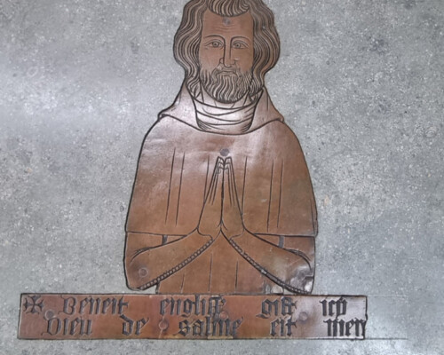 Monumental brass to Beneit Engliss from Nuffield Church, Oxfordshire, following conservation